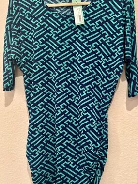 41 Hawthorn Teal and Navy Geometric Tunic